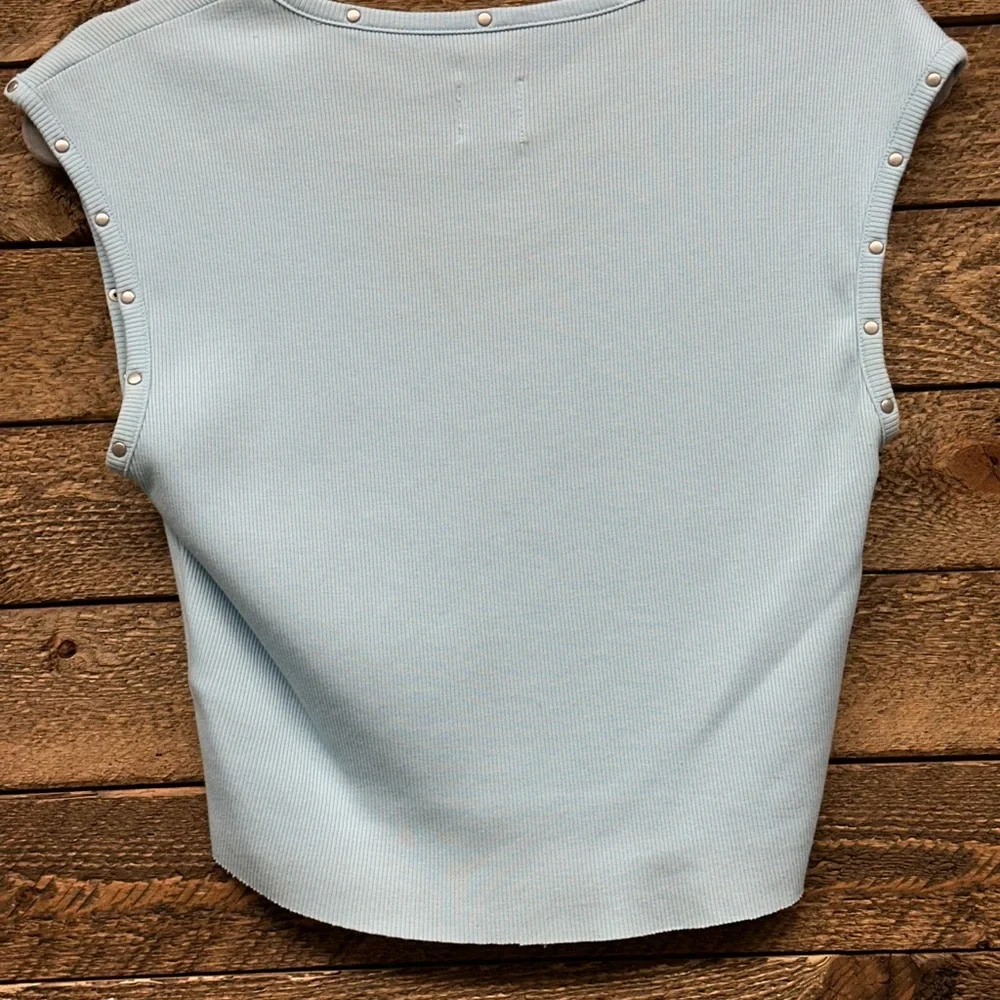 Boys Lie Light Blue Crop Top with Orange Lettering - Picture 6 of 7